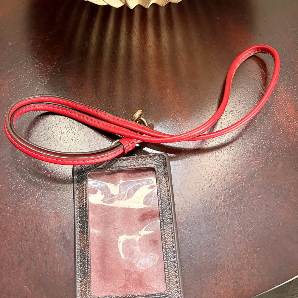 Coach Red and Brown ID Holder - Picture 3 of 4